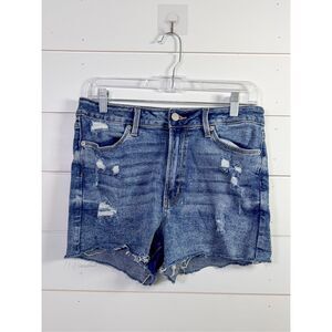 Just USA Women's Distressed High Rise Denim Jean Cutoff Shorts Blue Size 8